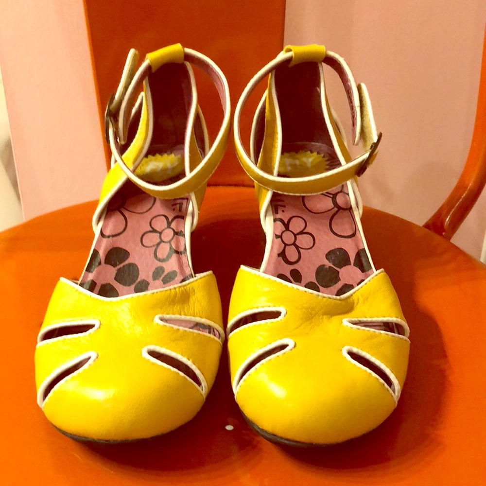 Fly London yellow Mary Jane shoe.